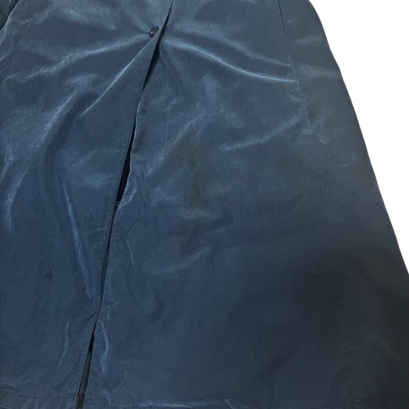 Vtg Jones New York Dark Teal Maxi Flare Trench Coat Wool & Satin Linings, Sz S/M - Picture 16 of 16